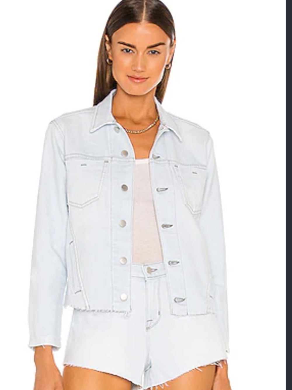 L'AGENCE Pale Blue Denim Trucker Jacket